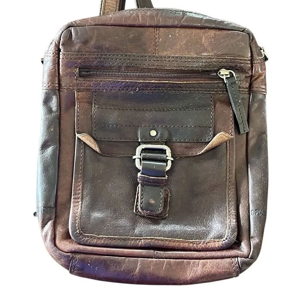 JACK GEORGES VOYAGER CROSSBODY BAG BROWN GENUINE LEATHER UNIsex